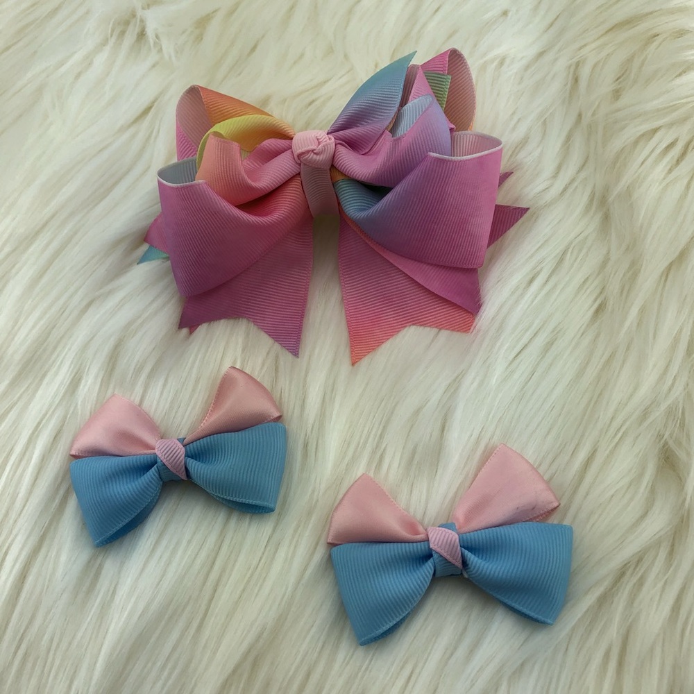 DISNEY INSPIRED 🎀 HAND-CRAFTED GROSGRAIN HEADBOW RIBBON with TWO HAIR CLIPS
